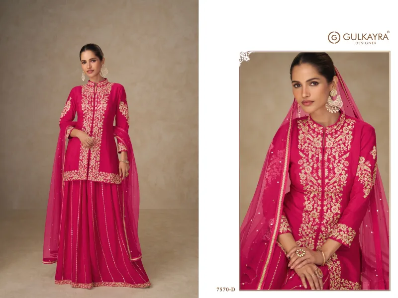Shahnaz By Gulkayra Real Chinon Embroidery Readymade Suits 